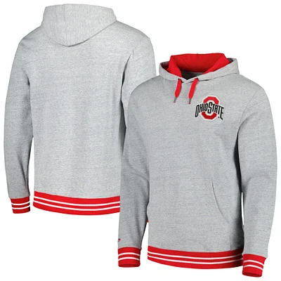 Men's Mitchell & Ness Heather Gray Ohio State Buckeyes Pullover Hoodie