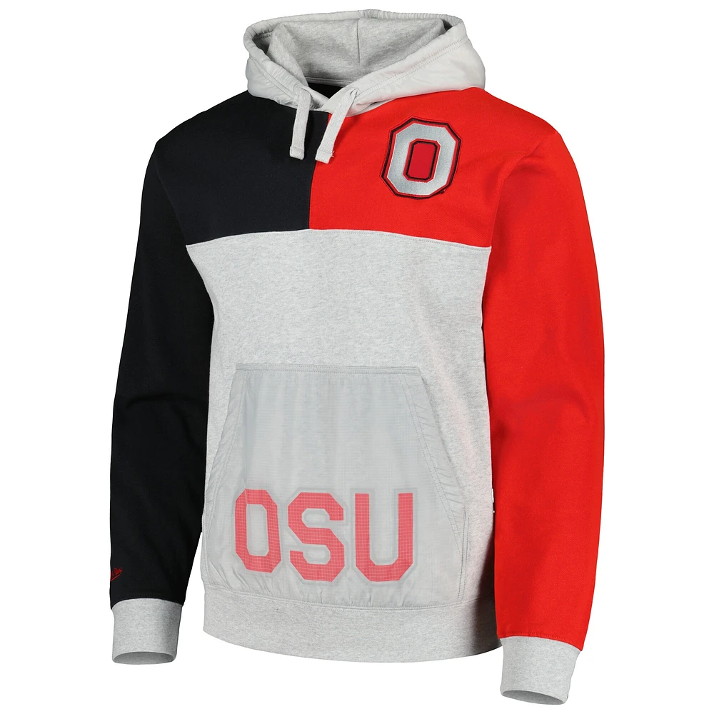 Chandail à capuchon Tie-Breaker Ohio State Buckeyes gris chiné Mitchell & Ness pour homme