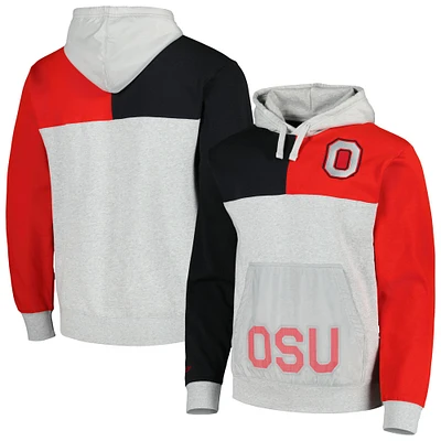 Chandail à capuchon Tie-Breaker Ohio State Buckeyes gris chiné Mitchell & Ness pour homme