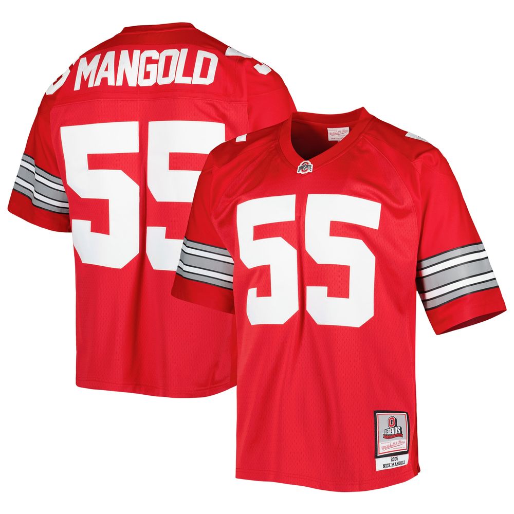 Men's Mitchell & Ness Nick Mangold Scarlet Ohio State Buckeyes Authentic Jersey