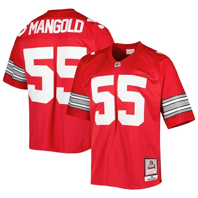 Maillot authentique Mitchell & Ness Nick Mangold Scarlet Ohio State Buckeyes pour homme