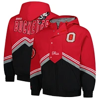 Men's Mitchell & Ness Scarlet/Black Ohio State Buckeyes Throw It Back Retro Full-Zip Windbreaker Jacket