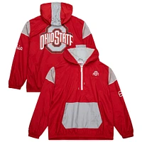 Men's Mitchell & Ness Scarlet Ohio State Buckeyes Team 3.0 Anorak Half-Zip Hoodie