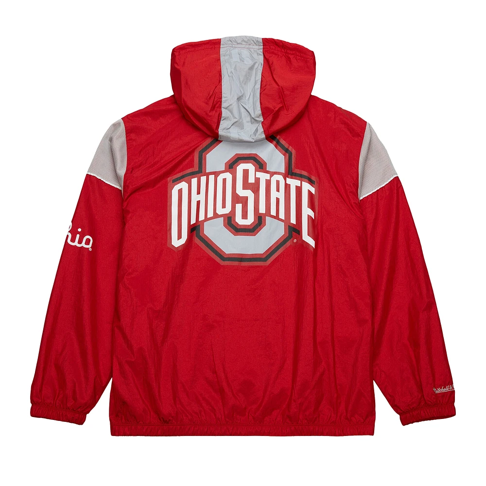 Men's Mitchell & Ness Scarlet Ohio State Buckeyes Team 3.0 Anorak Half-Zip Hoodie