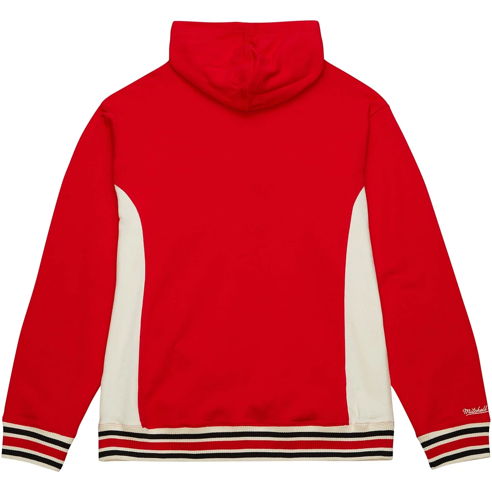 Men's Mitchell & Ness Scarlet Ohio State Buckeyes Team Legacy French Terry Pullover Hoodie