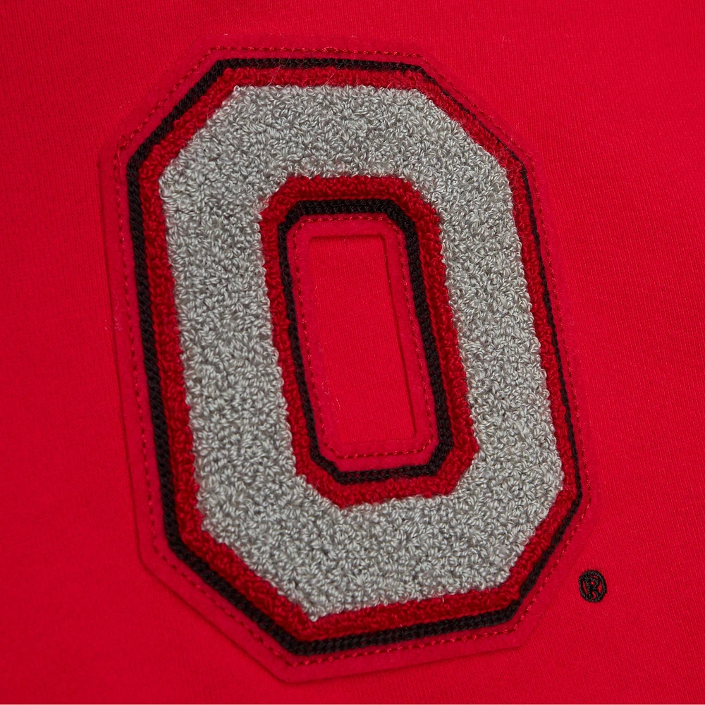 Men's Mitchell & Ness Scarlet Ohio State Buckeyes Team Legacy French Terry Pullover Hoodie