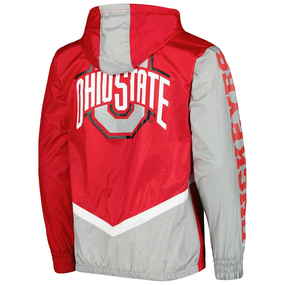 Mitchell & Ness Scarlet Ohio State Buckeyes Undeniable Veste coupe-vent entièrement zippée pour homme