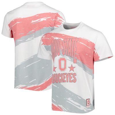 Men's Mitchell & Ness White Ohio State Buckeyes Paintbrush Sublimated T-Shirt