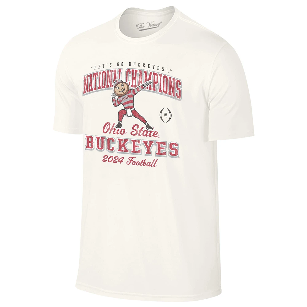 Men's  Natural Ohio State Buckeyes College Football Playoff 2024 National Champions Mascot T-Shirt