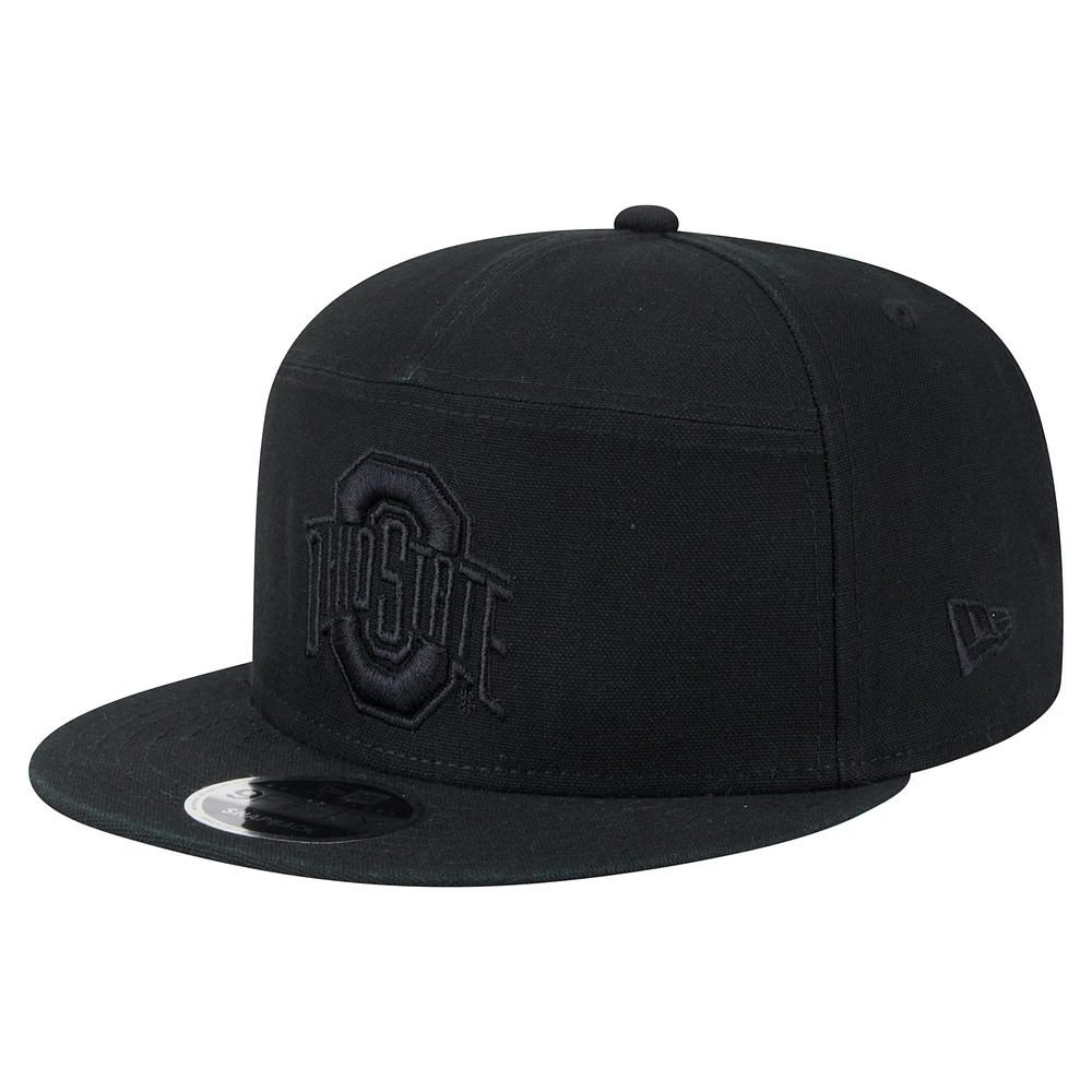 Men's New Era Black Ohio State Buckeyes Adventure Canvas Split Panel 9FIFTY Snapback Hat