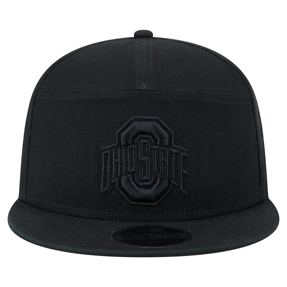 Men's New Era Black Ohio State Buckeyes Adventure Canvas Split Panel 9FIFTY Snapback Hat