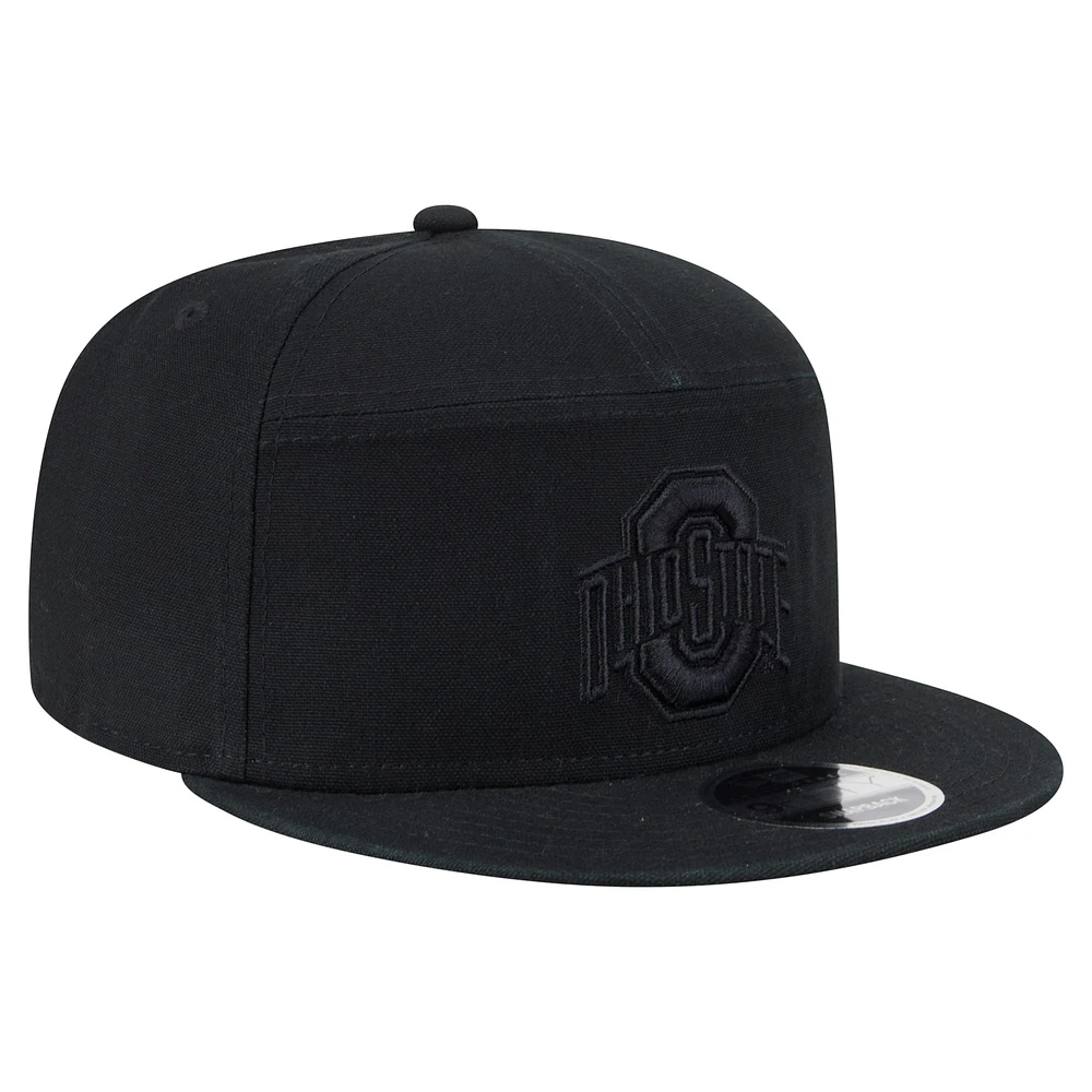 Men's New Era Black Ohio State Buckeyes Adventure Canvas Split Panel 9FIFTY Snapback Hat