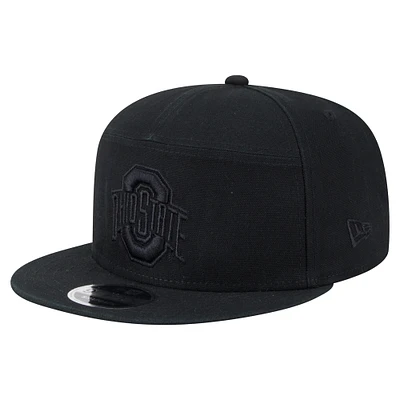 Men's New Era Black Ohio State Buckeyes Adventure Canvas Split Panel 9FIFTY Snapback Hat