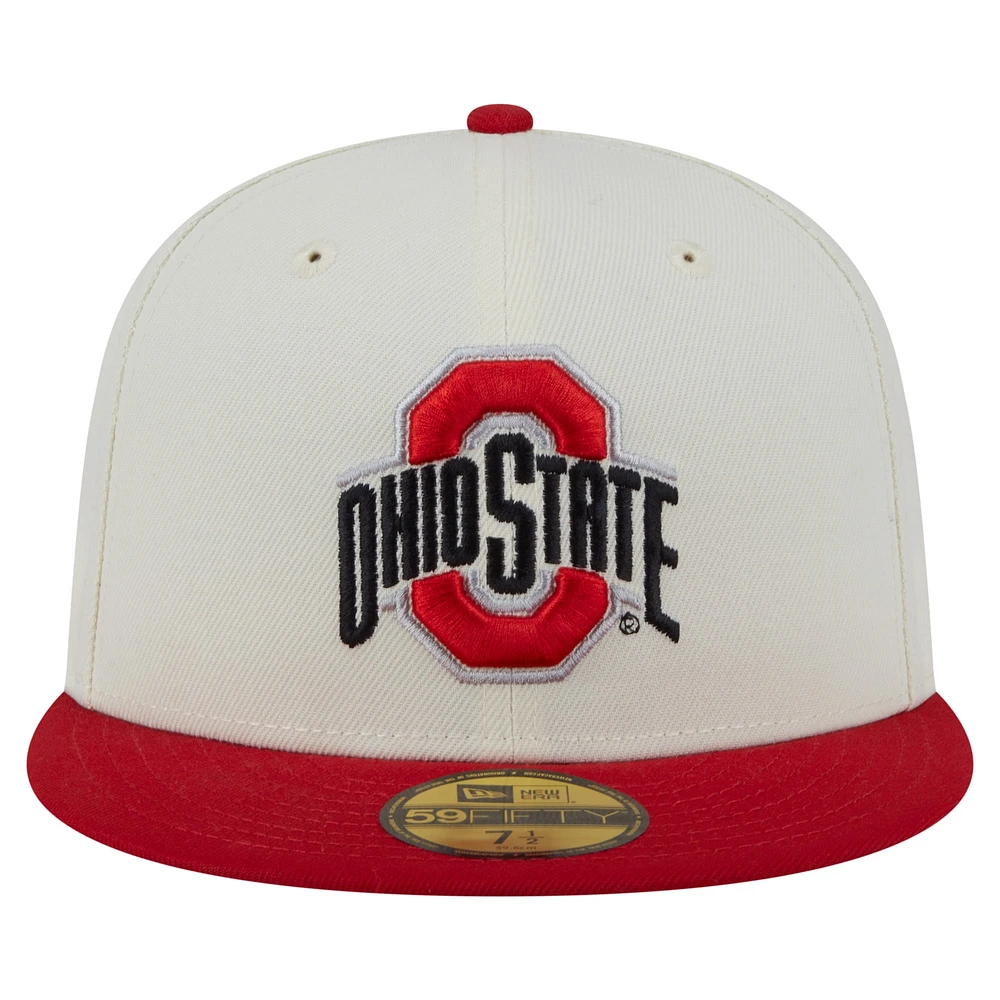 Men's New Era Cream Ohio State Buckeyes Chrome 59FIFTY Fitted Hat