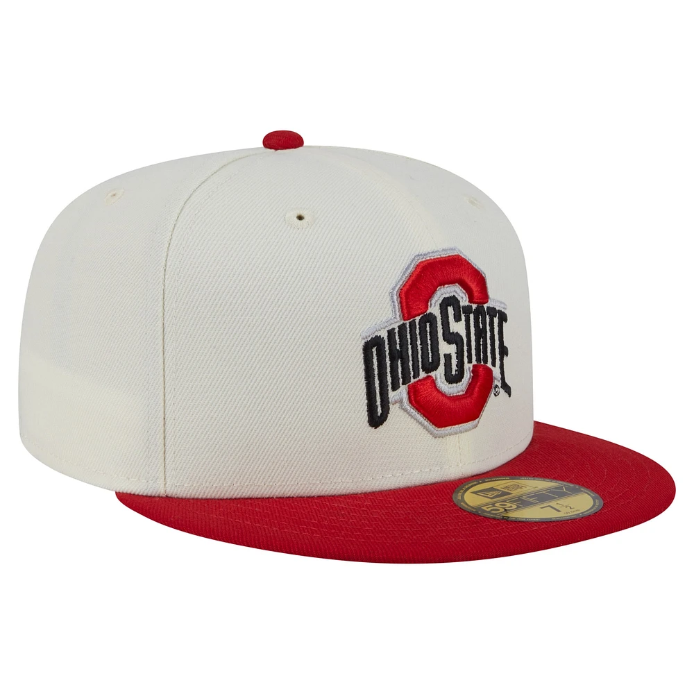 Men's New Era Cream Ohio State Buckeyes Chrome 59FIFTY Fitted Hat