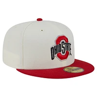 Men's New Era Cream Ohio State Buckeyes Chrome 59FIFTY Fitted Hat