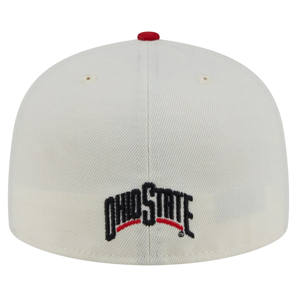 Men's New Era Cream Ohio State Buckeyes Chrome 59FIFTY Fitted Hat