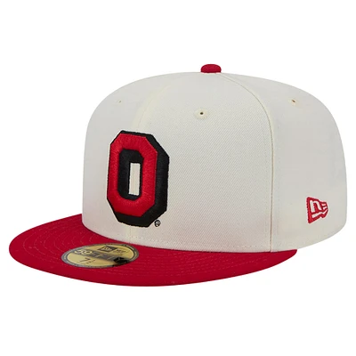 Casquette ajustée 59FIFTY vintage blanc chromé New Era Ohio State Buckeyes pour hommes