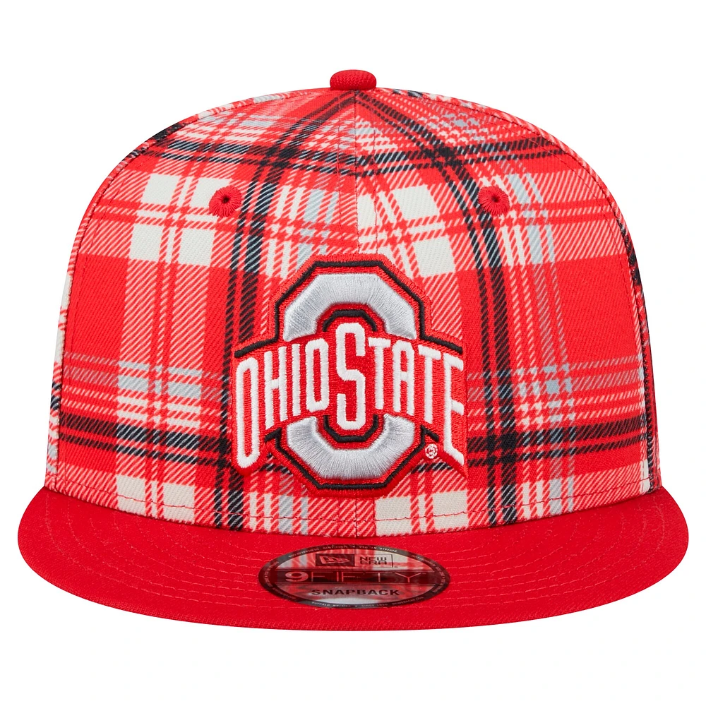 Casquette à visière plate à carreaux 9FIFTY des Ohio State Buckeyes de New Era pour homme