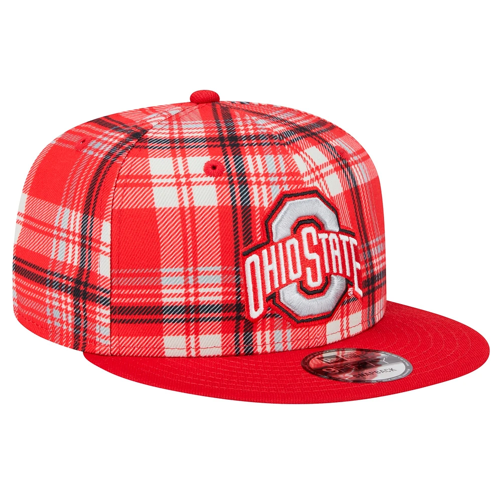 Casquette à visière plate à carreaux 9FIFTY des Ohio State Buckeyes de New Era pour homme