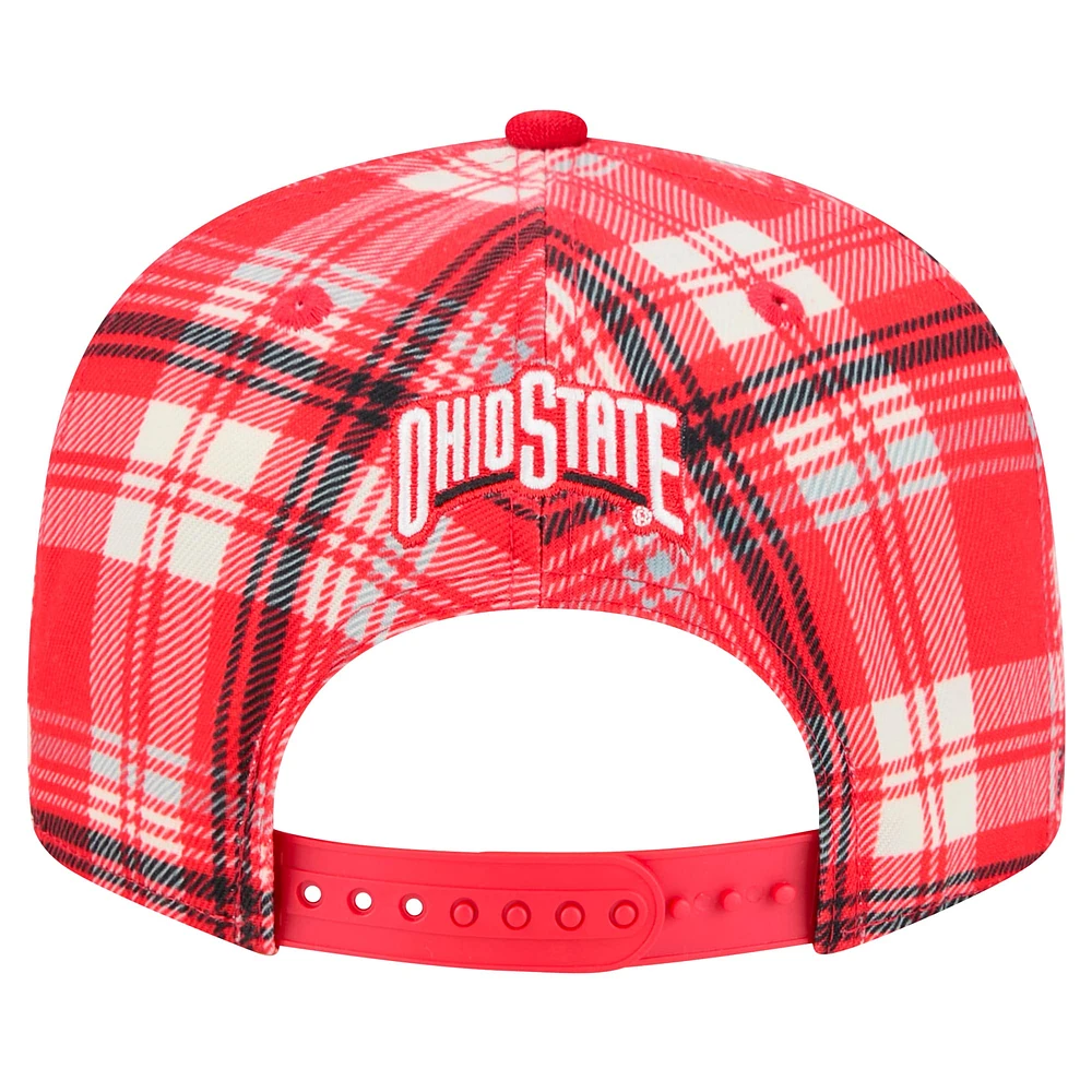 Casquette à visière plate à carreaux 9FIFTY des Ohio State Buckeyes de New Era pour homme