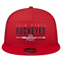 Men's New Era Scarlet Ohio State Buckeyes Split Panel 9FIFTY Snapback Trucker Hat