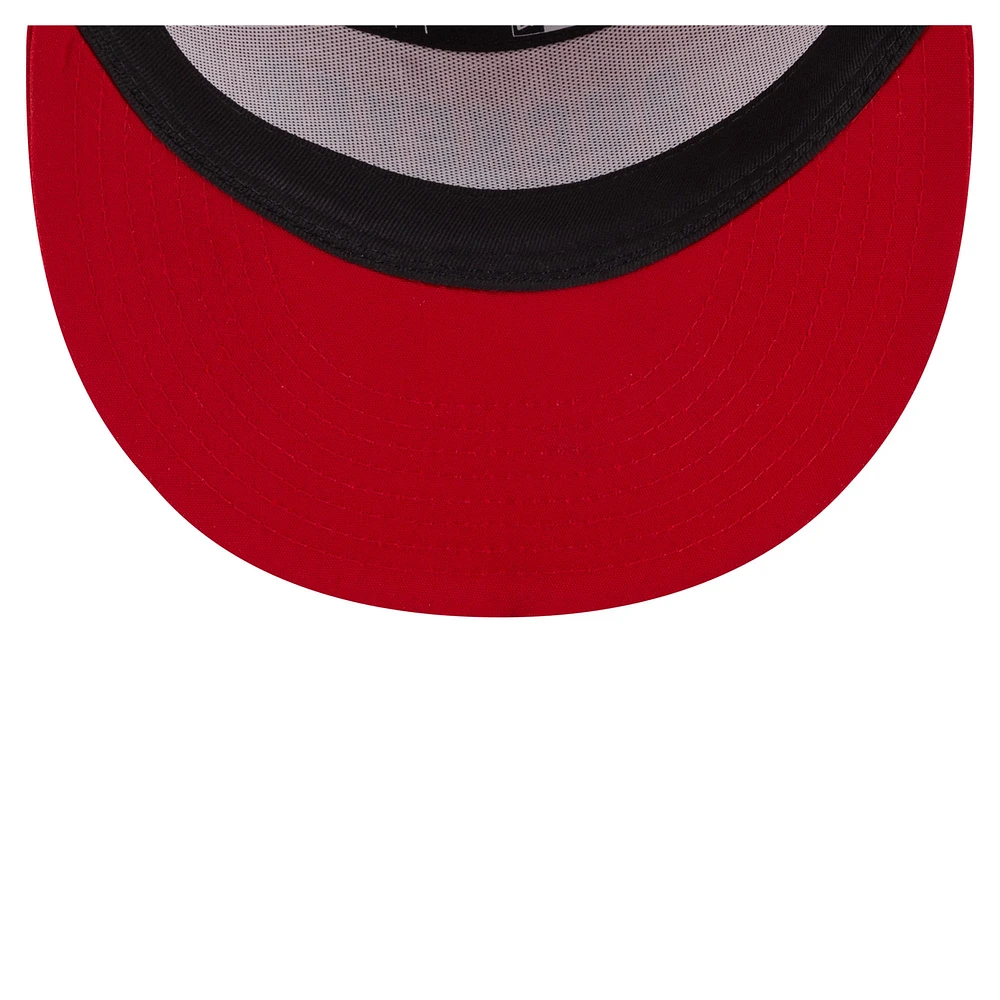 Men's New Era Scarlet Ohio State Buckeyes Split Panel 9FIFTY Snapback Trucker Hat