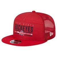 Men's New Era Scarlet Ohio State Buckeyes Split Panel 9FIFTY Snapback Trucker Hat