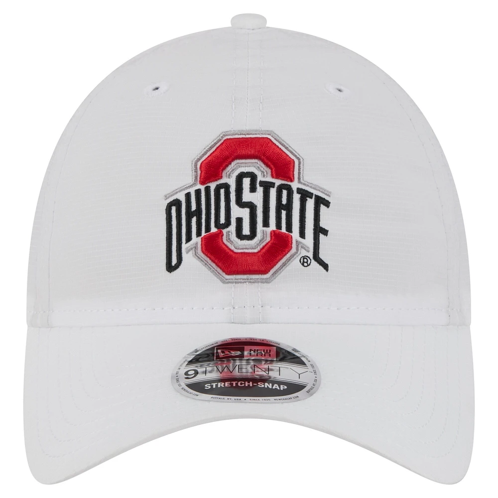 Casquette ajustable New Era blanche Ohio State Buckeyes Active Ripstop 9TWENTY pour homme