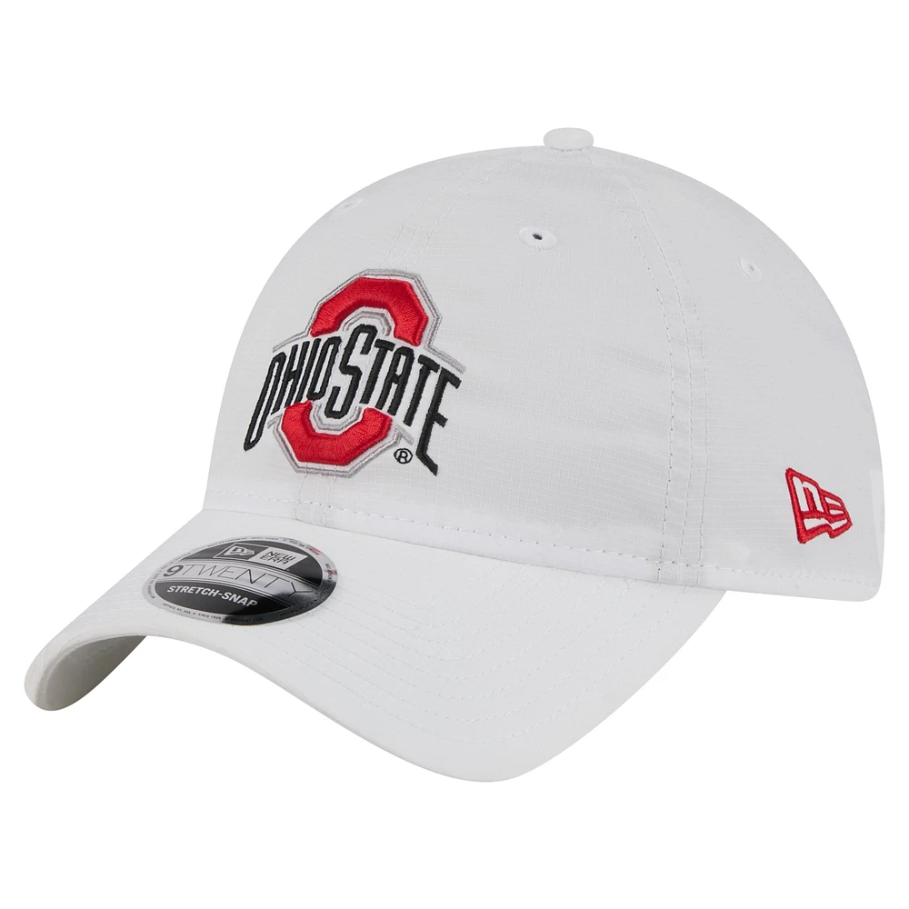 Casquette ajustable New Era blanche Ohio State Buckeyes Active Ripstop 9TWENTY pour homme