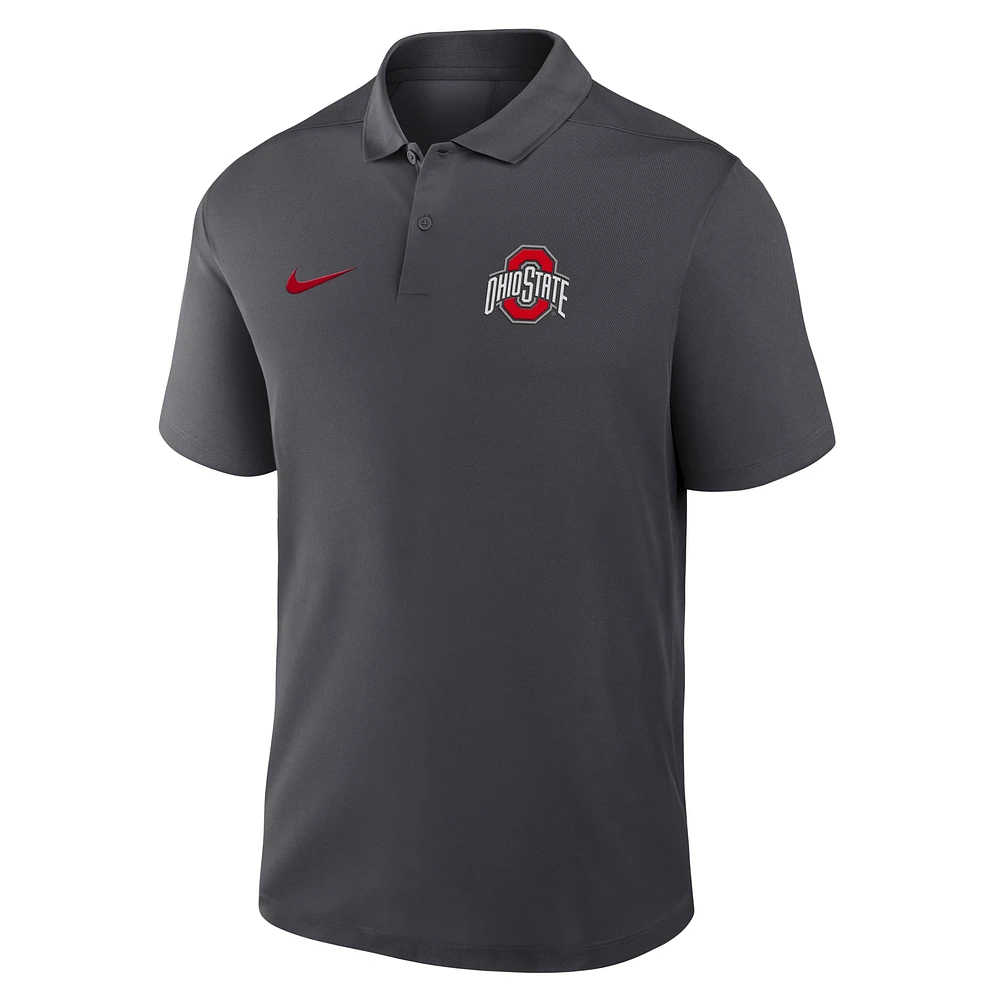 Men's Nike Anthracite Ohio State Buckeyes Primetime Victory Primary Logo Performance Polo