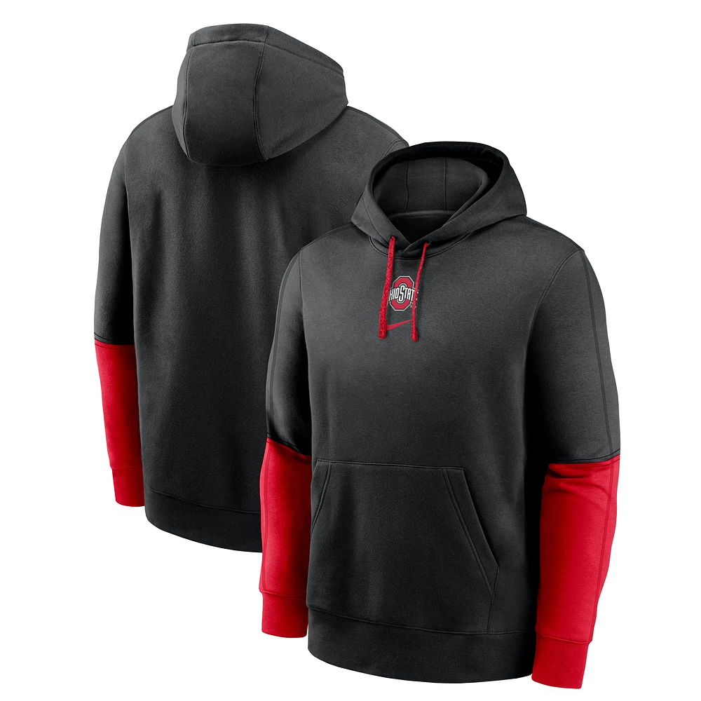 Sweat à capuche Nike noir/écarlate Ohio State Buckeyes 2024 Sideline Club pour homme