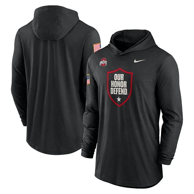 T-shirt à capuche manches longues Nike Ohio State Buckeyes 2024 Military Appreciation Performance pour homme