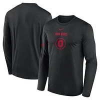 Men's Nike Ohio State Buckeyes 2024 On-Court Basketball Practice Legend Performance Long Sleeve T-Shirt