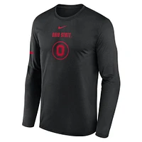 Men's Nike Ohio State Buckeyes 2024 On-Court Basketball Practice Legend Performance Long Sleeve T-Shirt