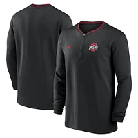 Men's Nike Black Ohio State Buckeyes 2024 Sideline Coach Performance Half-Zip Long Sleeve Top