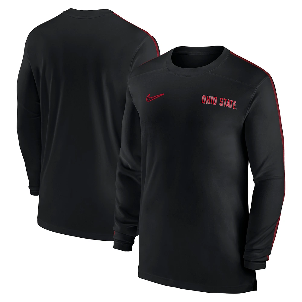 Men's Nike Black Ohio State Buckeyes 2024 Sideline Coach UV Performance Long Sleeve T-Shirt