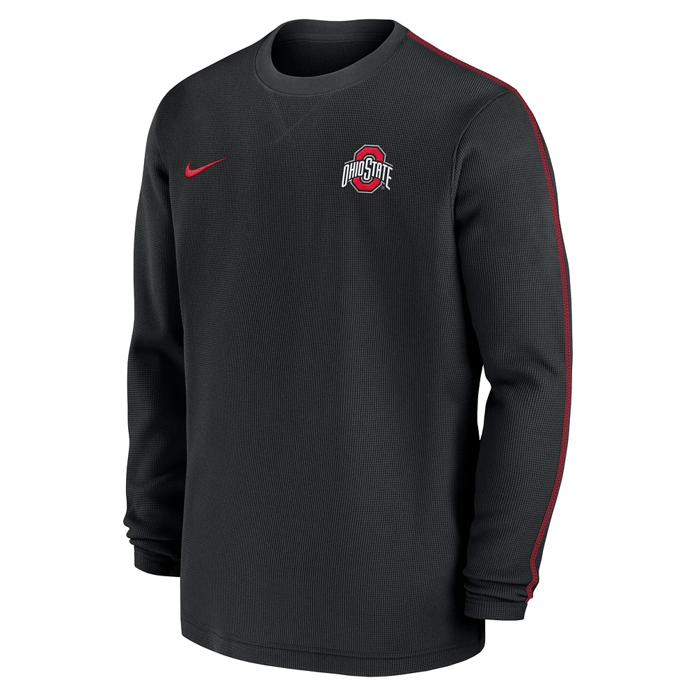 Haut à manches longues Nike Ohio State Buckeyes 2024 Sideline Coaches pour homme noir