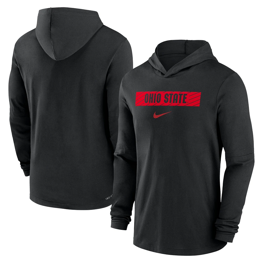 Men's Nike Ohio State Buckeyes 2024 Sideline Hoodie Performance Long Sleeve T-Shirt