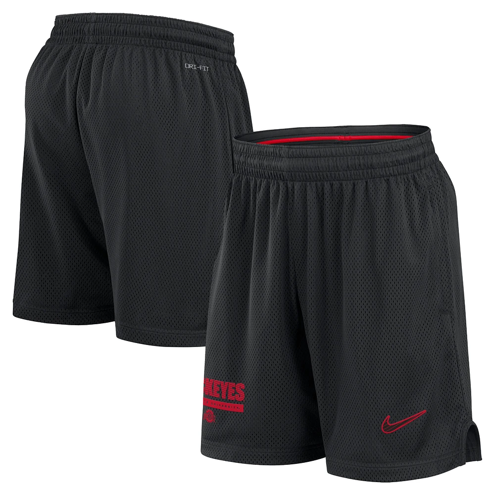 Men's Nike Black Ohio State Buckeyes 2024 Sideline Performance Mesh Shorts