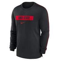 T-shirt Nike noir Ohio State Buckeyes 2024 Sideline Player Performance à manches longues pour homme