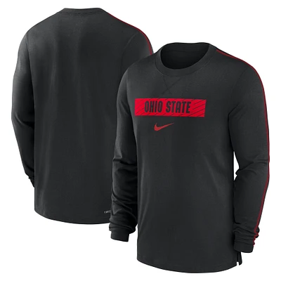 T-shirt Nike noir Ohio State Buckeyes 2024 Sideline Player Performance à manches longues pour homme