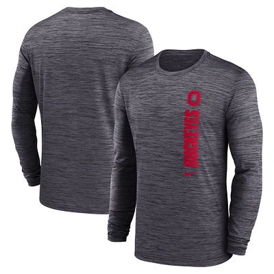 T-shirt à manches longues Nike Ohio State Buckeyes 2024 Sideline Velocity Performance pour homme, noir