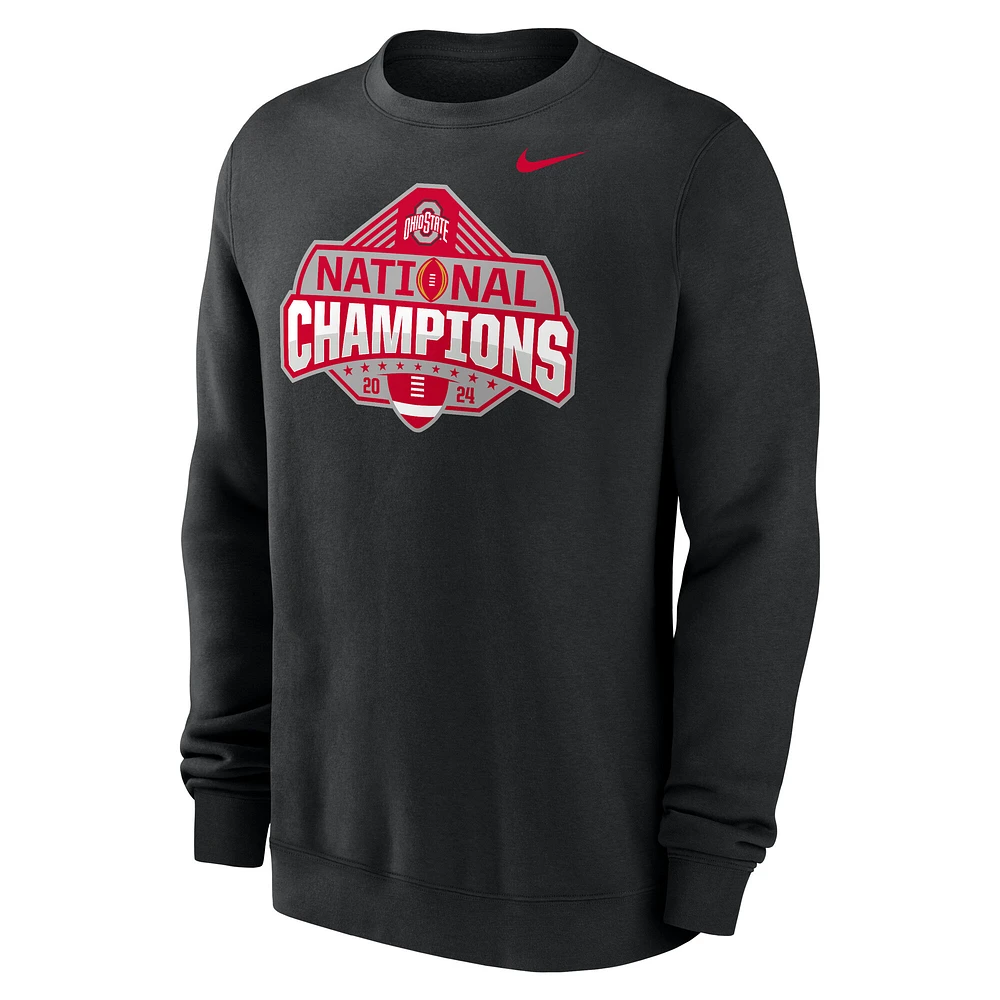 Men's Nike Black Ohio State Buckeyes College Football Playoff 2024 National Champions Official Logo Pullover Sweatshirt