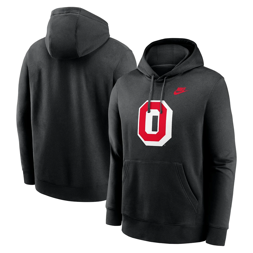 Sweat à capuche en polaire Nike Ohio State Buckeyes Legacy Logo Club pour homme, noir