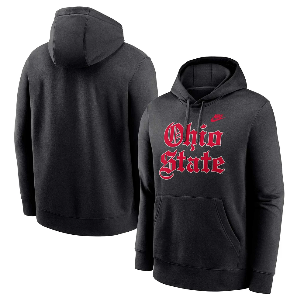 Sweat à capuche en polaire Old English Ohio State Buckeyes Nike noir pour homme