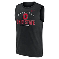 Men's Nike Black Ohio State Buckeyes Primetime Legend Mascot Lock Up Performance Muscle Tank Top