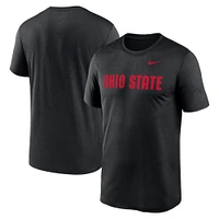 T-shirt Nike noir Ohio State Buckeyes Primetime Legend Wordmark pour homme