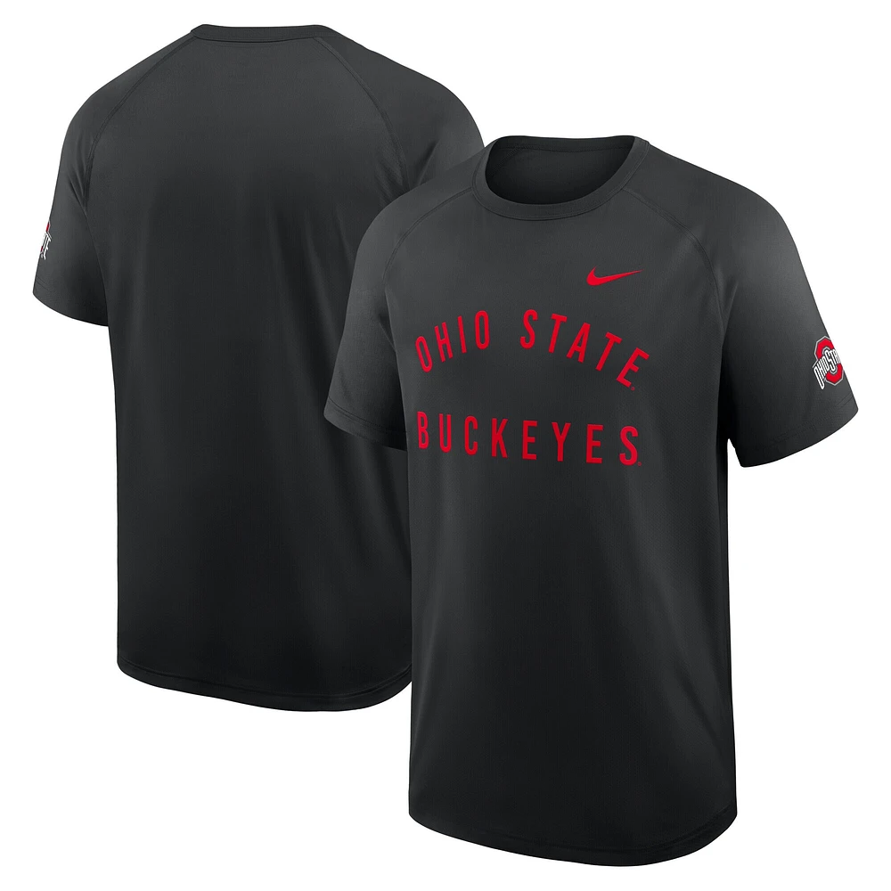 Men's Nike Black Ohio State Buckeyes Ready Raglan Premium Performance T-Shirt