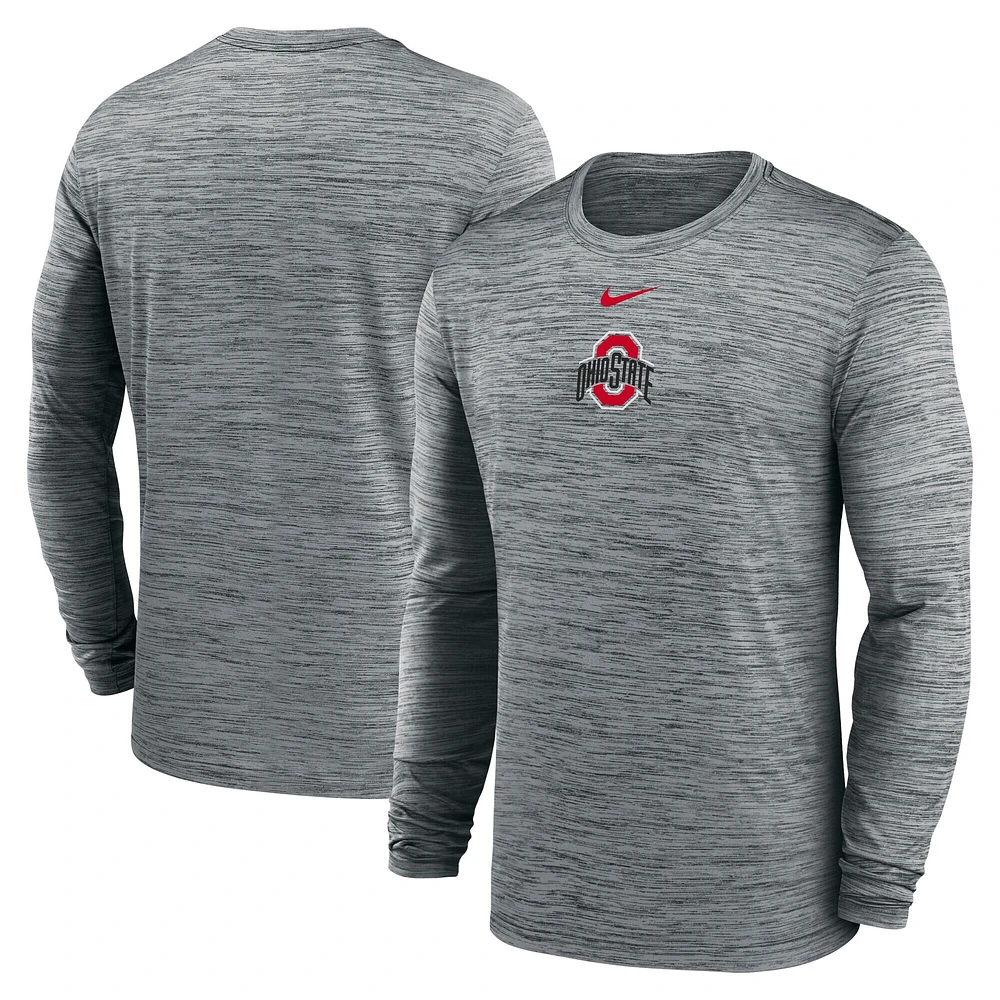T-shirt Nike à manches longues Performance Anthracite Ohio State Buckeyes 2025 pour homme